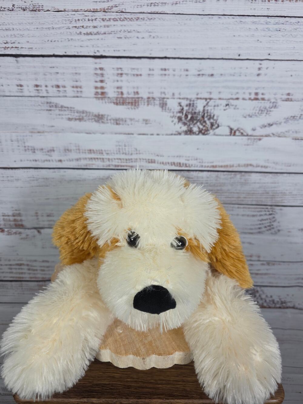 burton + BURTON Plush Cream and Light Brown Lying Puppy Plush